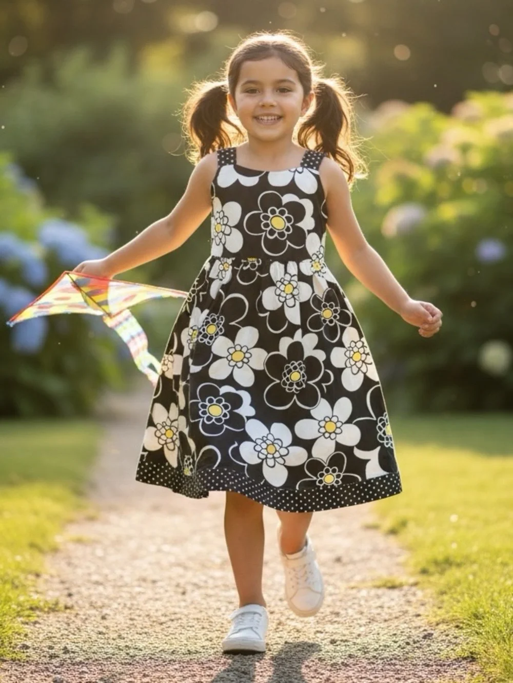 Gymboree Bee Chic Vintage 2011 Daisy Bow Back Dress Girls Size 5 Side Zip